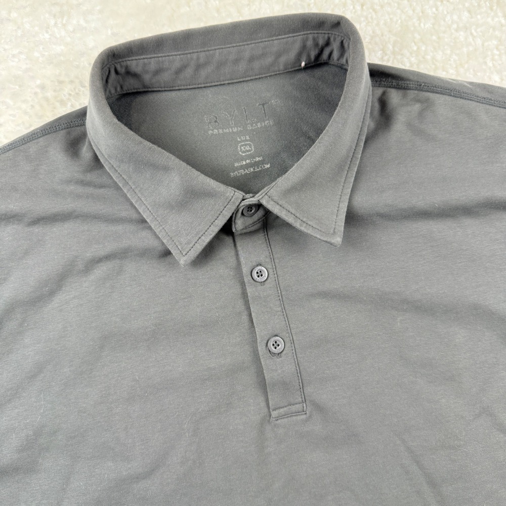 BYLT Premium Basics Lux Polo Mens XXL Gray Short Sleeve Curved‎ Hem Golf Shirt